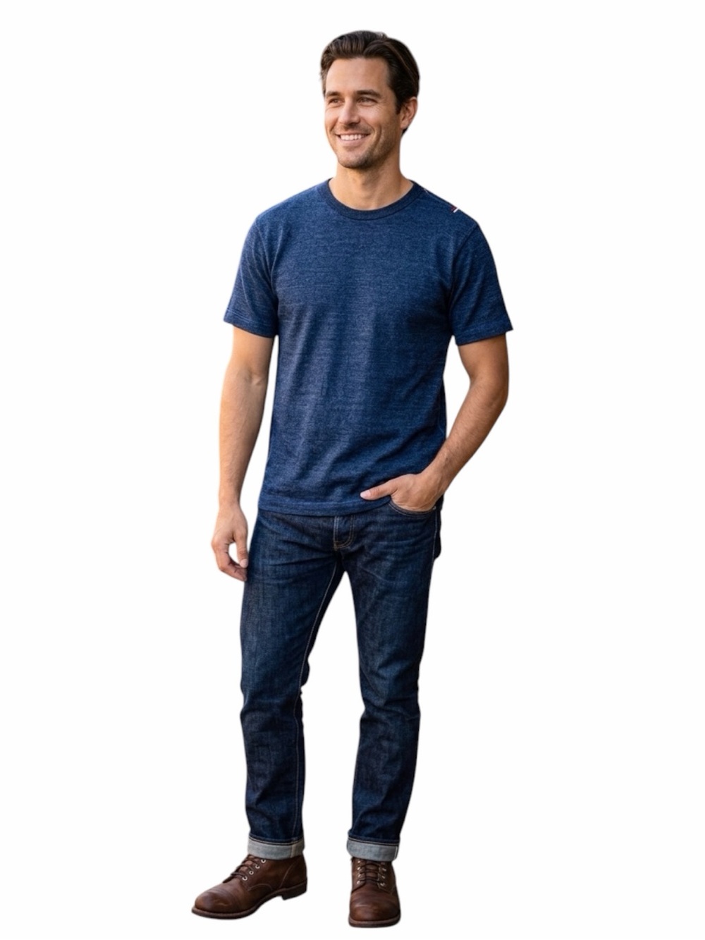 Tanuki Osaka Homura Shorthand Slub Indigo Tee Shirt L